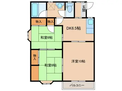 ラーレハイム(3DK/1階)の間取り写真