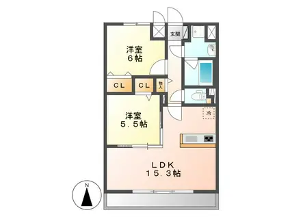 CASA DI MARE(2LDK/9階)の間取り写真