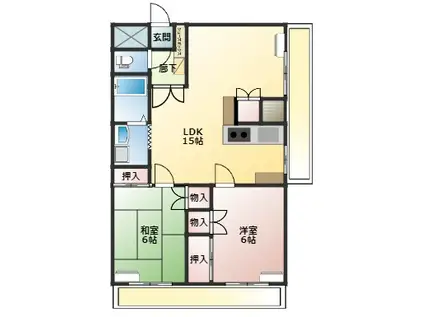 メゾン八尾(2LDK/1階)の間取り写真