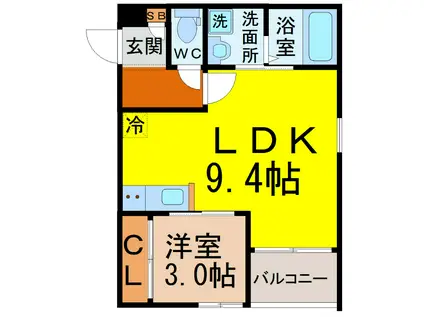 REGALEST黒川(1LDK/3階)の間取り写真