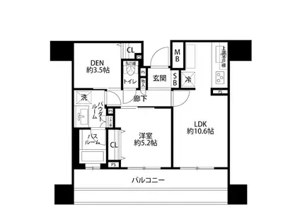 ザ・プレミア新潟駅万代(1LDK/18階)の間取り写真