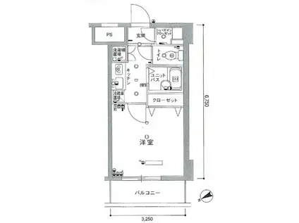 スカイコートヴィーダ五反田ウエスト(1K/7階)の間取り写真