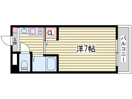 YKハイツ中崎II(1K/4階)の間取り写真