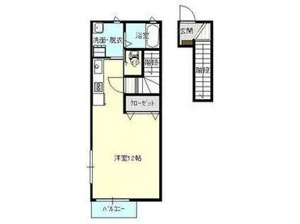 LA VERDE(ワンルーム/2階)の間取り写真