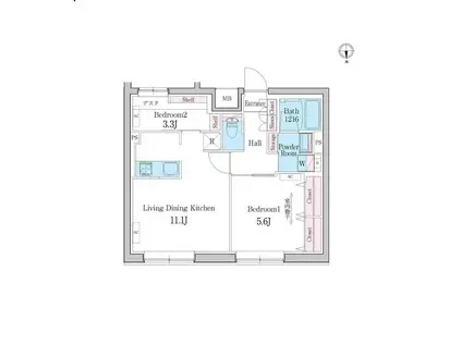 デュオメゾン都立大学(2LDK/2階)の間取り写真