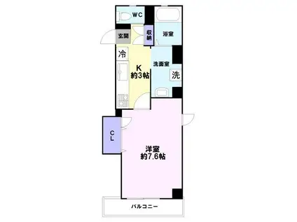 グランフォート常深(1K/2階)の間取り写真