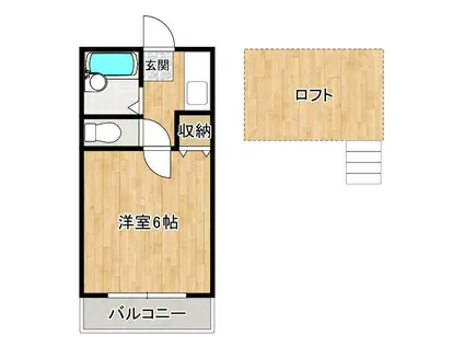 オアシス清水II(1K/1階)の間取り写真