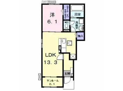 ルチェンテII(1LDK/1階)の間取り写真