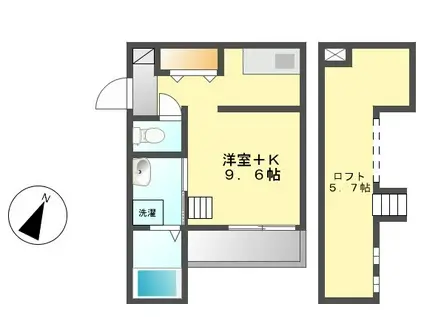 シャルール上小田井(ワンルーム/1階)の間取り写真