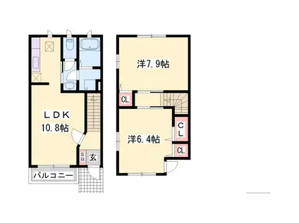 クレエ テリトワール(2LDK/1階)の間取り写真