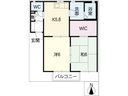 ロイヤルタウンF棟(2K/2階)の間取り写真