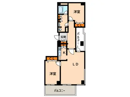 フローラルセントランド(2LDK/5階)の間取り写真