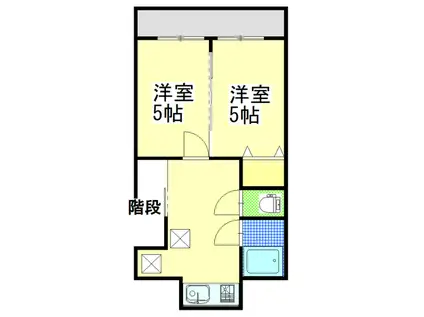 コーポコスモスA棟(2K/2階)の間取り写真