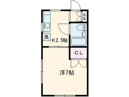 ソレイユハイ(1K/1階)の間取り写真