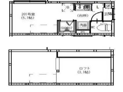 URAYAMA TERRACE(ワンルーム/2階)の間取り写真