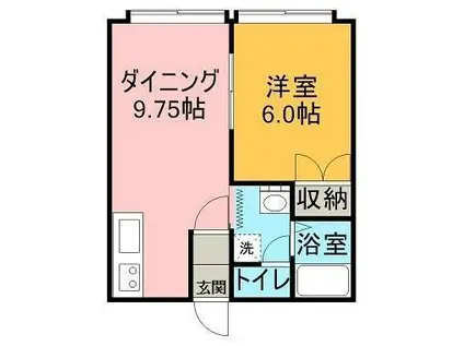 グローイングハイムB(1DK/2階)の間取り写真