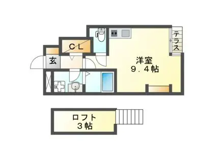 あんしん沢田(ワンルーム/1階)の間取り写真