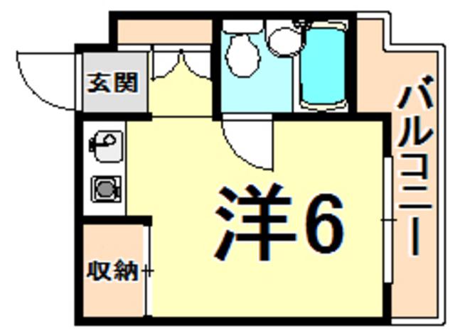 シャンブルド甲東園(ワンルーム/4階)の間取り写真