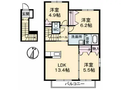 シャーメゾン中沢(3LDK/2階)の間取り写真