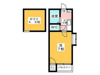 インペリアル博多III(1K/2階)の間取り写真