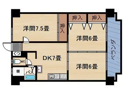 サンシャイン上之園(3DK/3階)の間取り写真