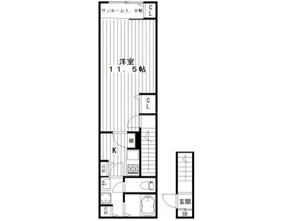 インフィニティパレス(1K/2階)の間取り写真