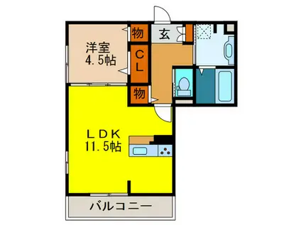 J CUBE A(1LDK/2階)の間取り写真