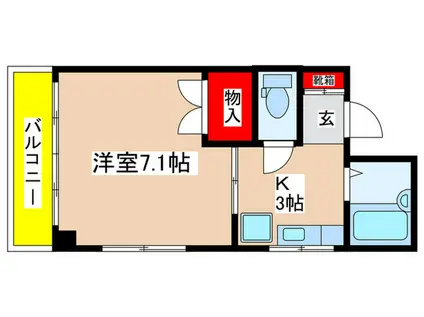 パールハイム(1K/2階)の間取り写真