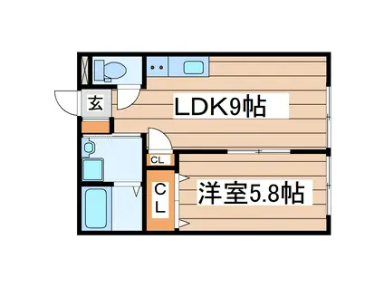 ラフィーノ泉中央(1LDK/1階)の間取り写真