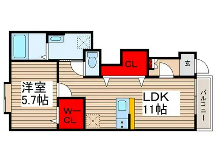 SPICA(1LDK/1階)の間取り写真