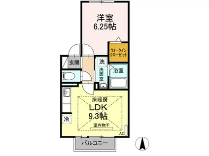 レクスト下方(1LDK/2階)の間取り写真