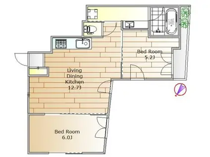 SHIMOUMA CINQ(2LDK/1階)の間取り写真