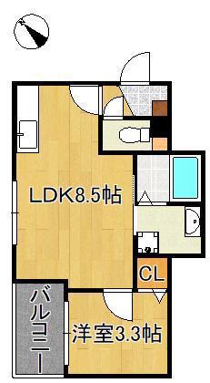 CRECIA楠木(1LDK/1階)の間取り写真