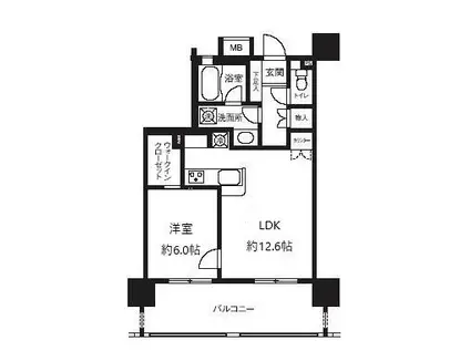 ライオンズシティ白金高輪(1LDK/5階)の間取り写真