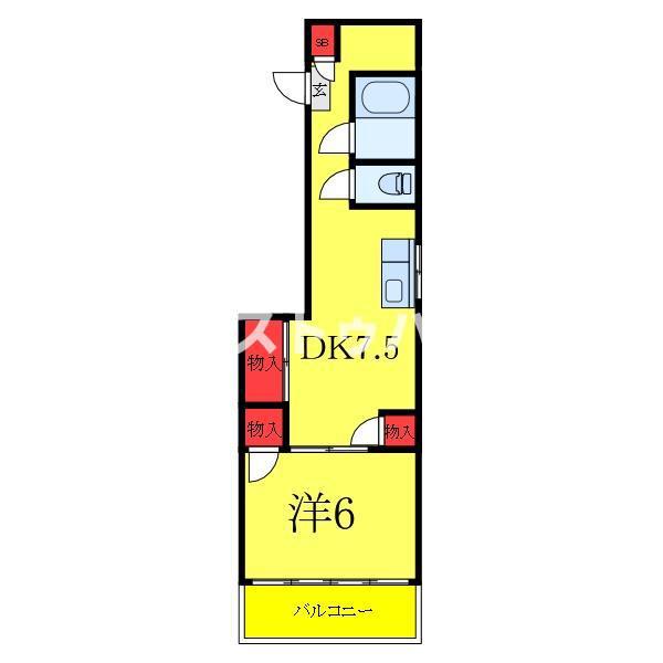 前田マンション(1DK/4階)の間取り写真