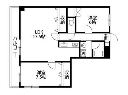 フローラルとやのIII(2LDK/2階)の間取り写真