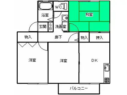 ＪＲ常磐線 佐和駅 徒歩17分 2階建 築28年(3DK/2階)の間取り写真