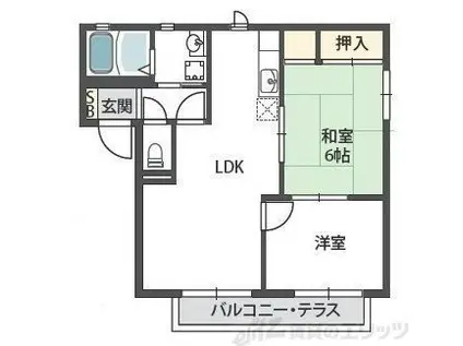 ラクシュミー鳥飼(2LDK/1階)の間取り写真