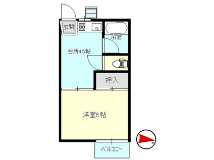 アーネス坂入(1K/2階)の間取り写真