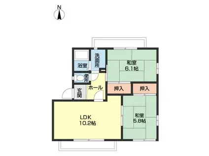 ガーデンハイツ西浜(2LDK/1階)の間取り写真