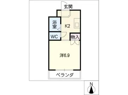 パークサイド江向(1K/3階)の間取り写真