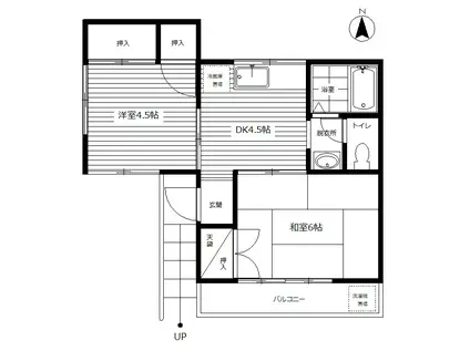 サンヴィラ(2DK/2階)の間取り写真
