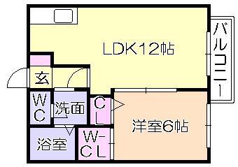 ルーンルディーII(1LDK/2階)の間取り写真