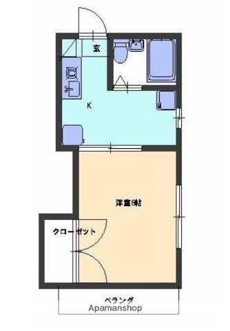 ミナトハイツ 第1(1K/1階)の間取り写真