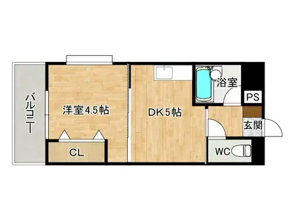 ピュアシティ小倉(1DK/3階)の間取り写真