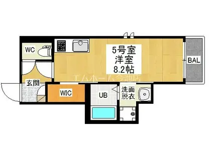 GRANDTICLANA(ワンルーム/1階)の間取り写真