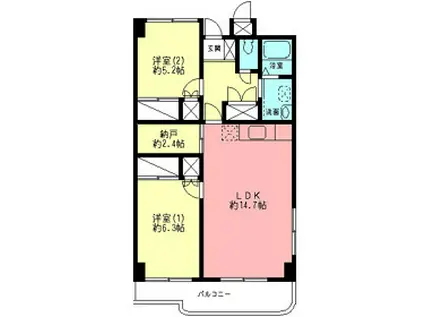 ケイ エム ビル(2SLDK/3階)の間取り写真