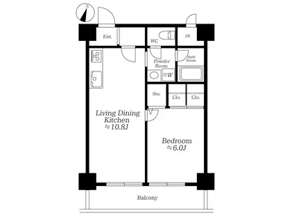 ダイアパレス三軒茶屋(1LDK/5階)の間取り写真
