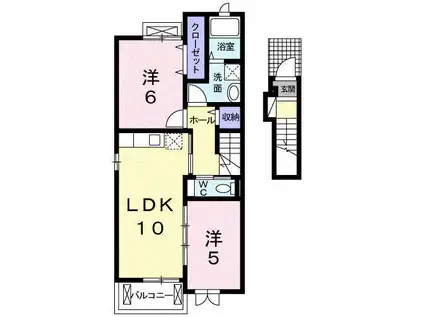 ブリリアント寺家IIA(2LDK/2階)の間取り写真