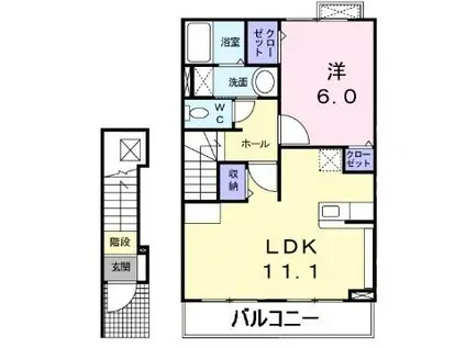 カーサ プラシードⅠ(1LDK/2階)の間取り写真